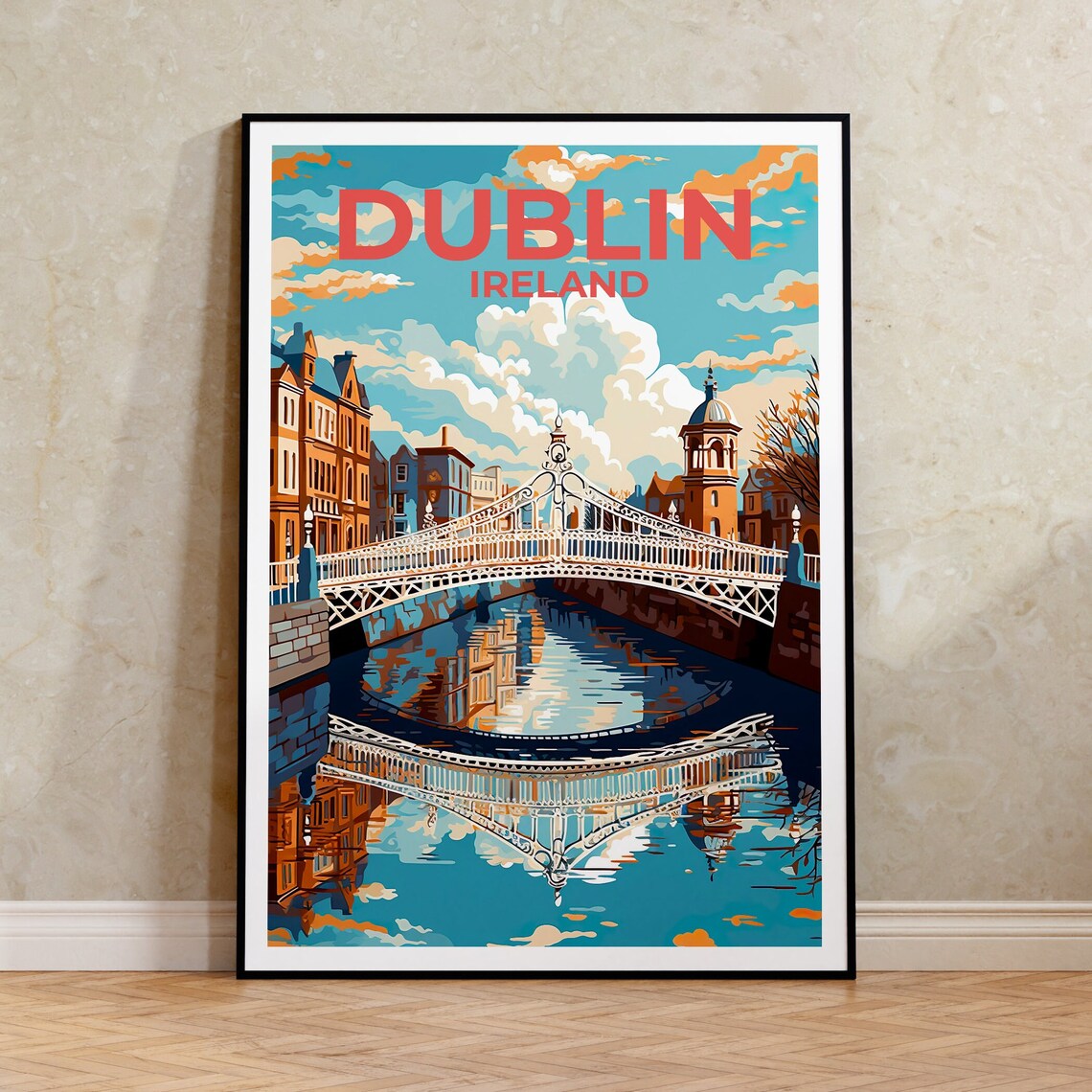 Dublin Travel Poster, Ireland City Poster