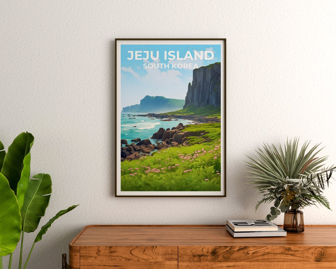 Jeju Island Travel Poster, South Korea Art Print - Image 3