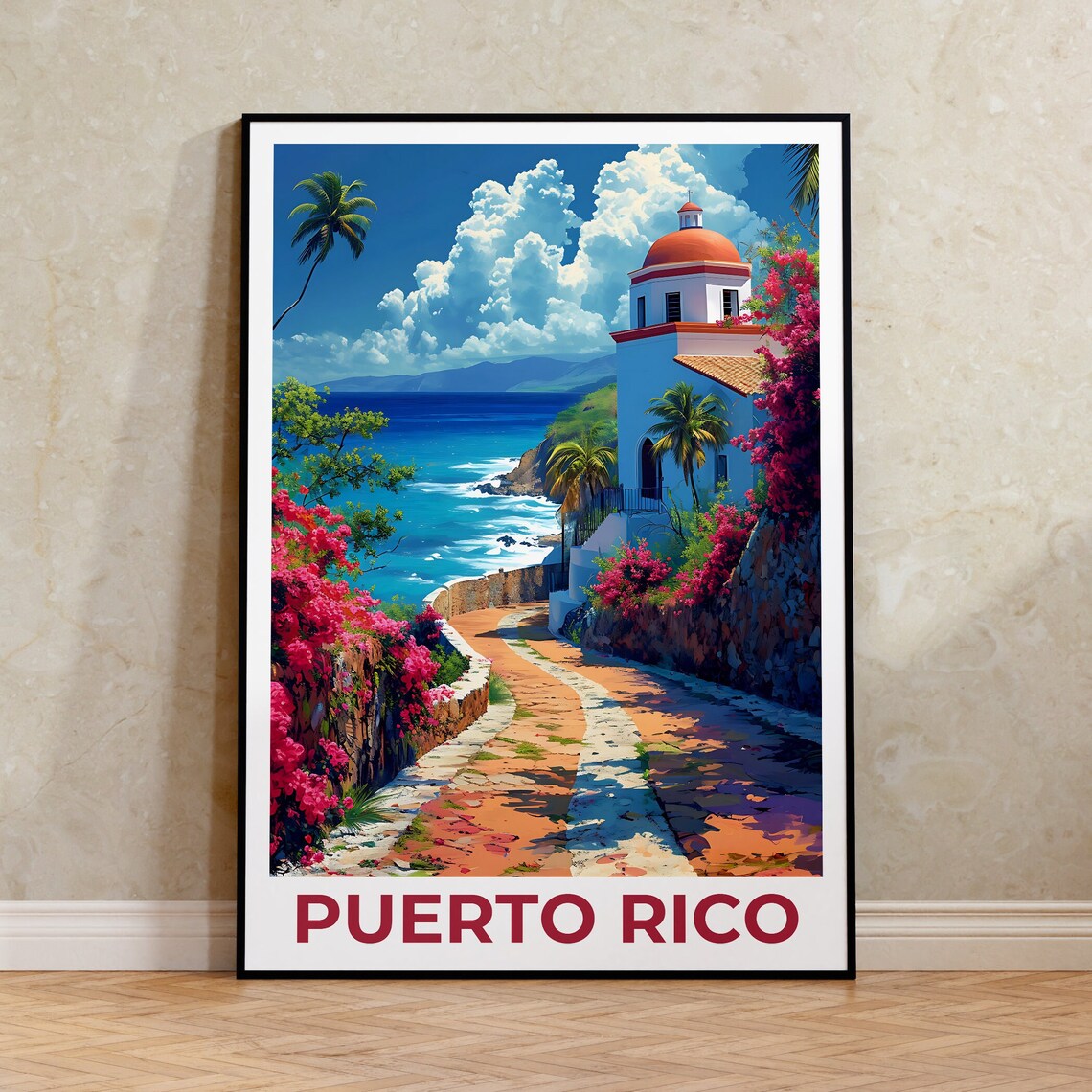 Puerto Rico Travel Poster, Island Wall Art Print