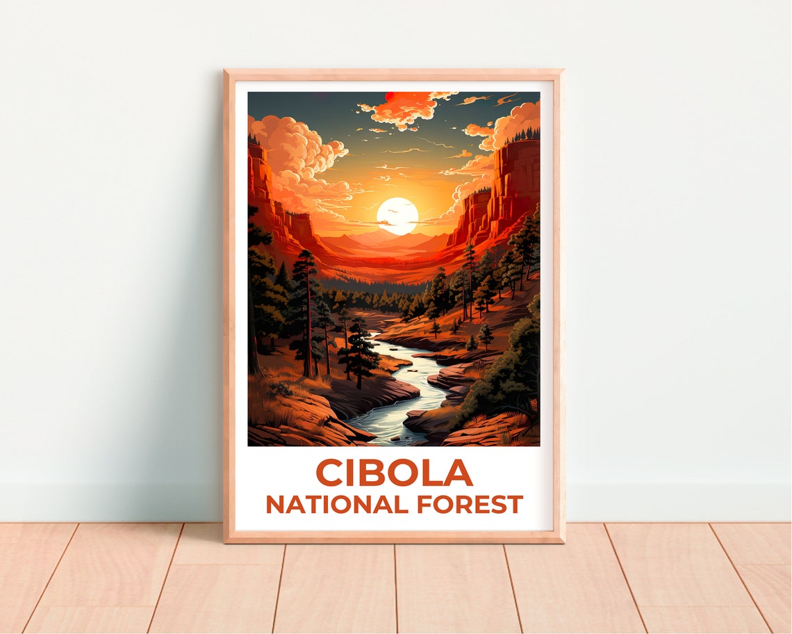 Cibola National Forest Red Rock Canyon River Sunset View Poster - Image 4