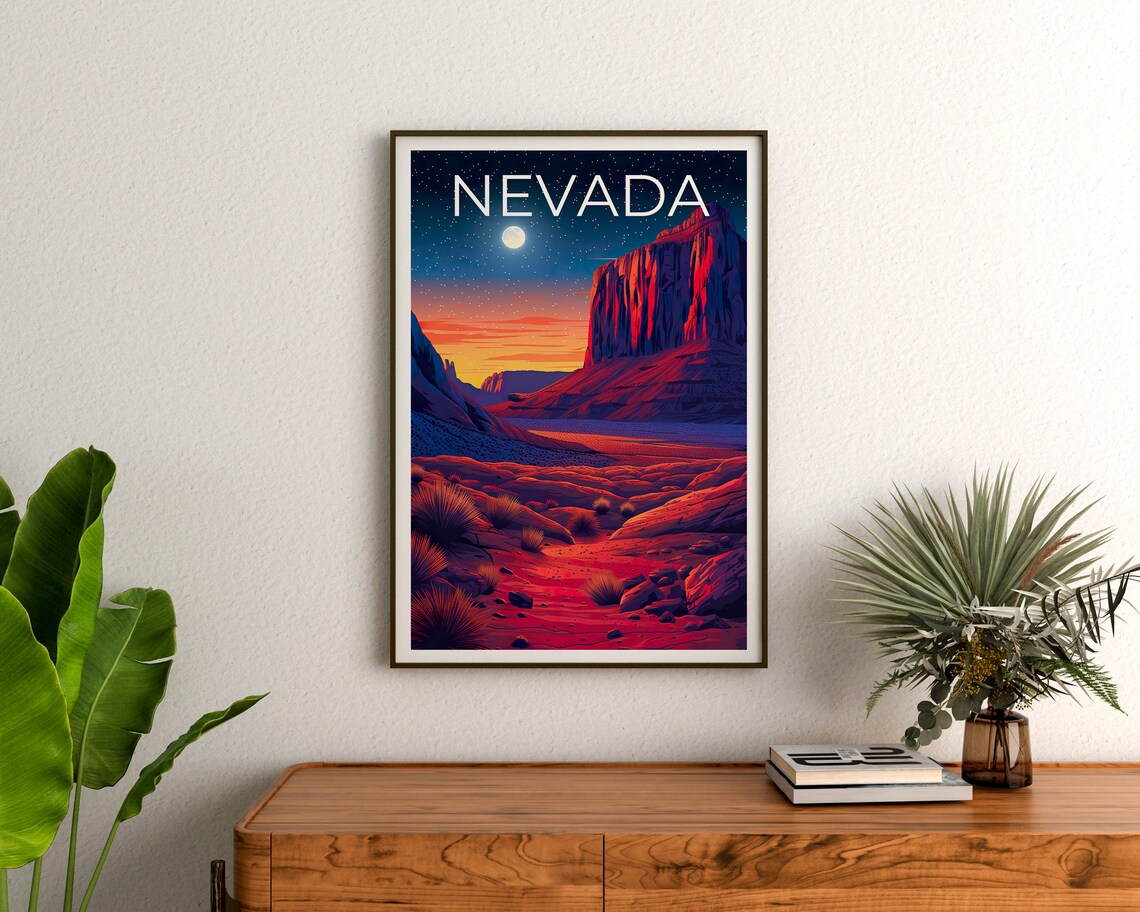 Nevada Desert Travel Poster, Nature Landscape Art - Image 3