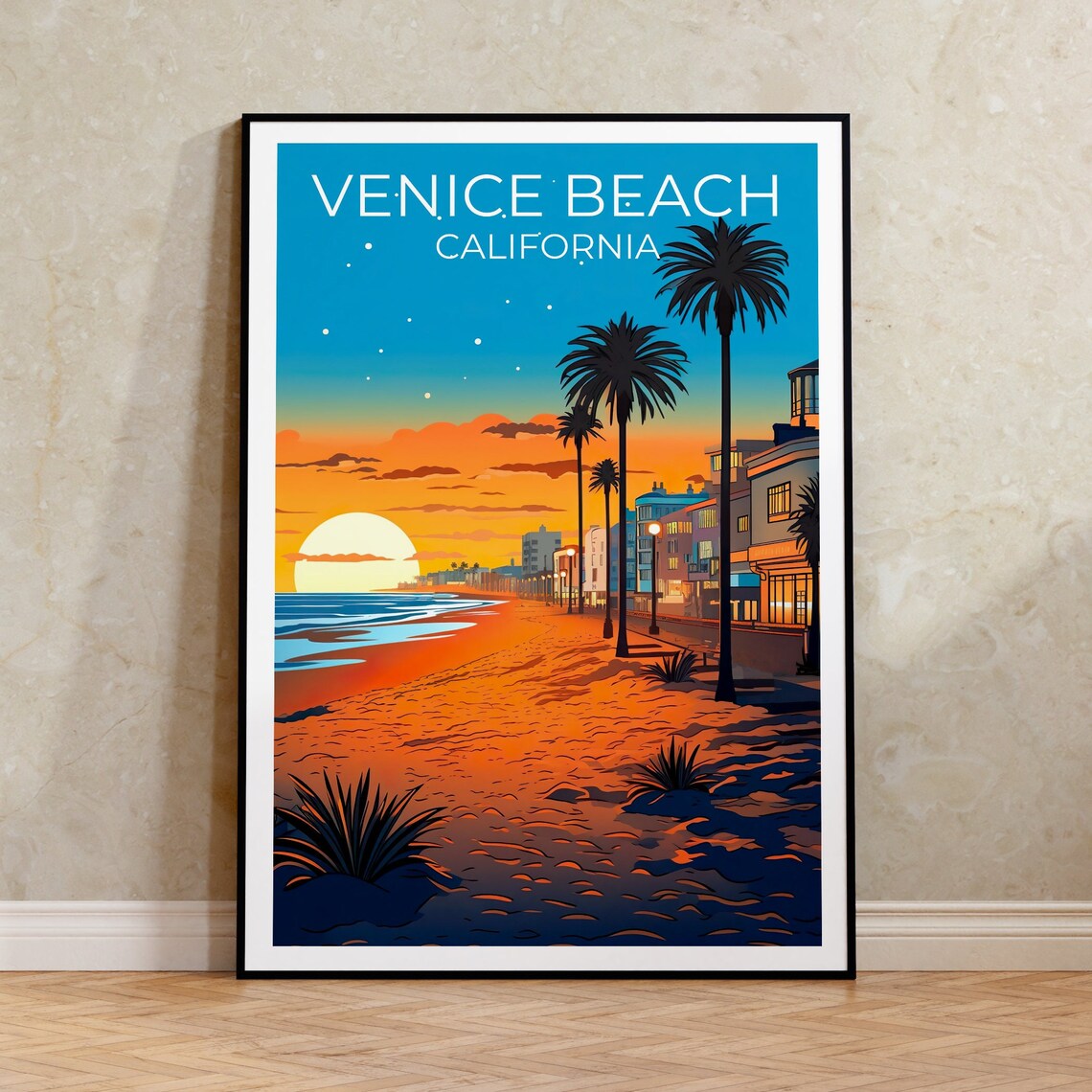 Venice Beach Travel Poster, California Wall Art
