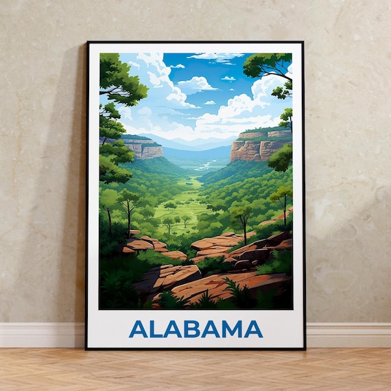 Alabama Canyon Valley Green Landscape State Travel Art Poster