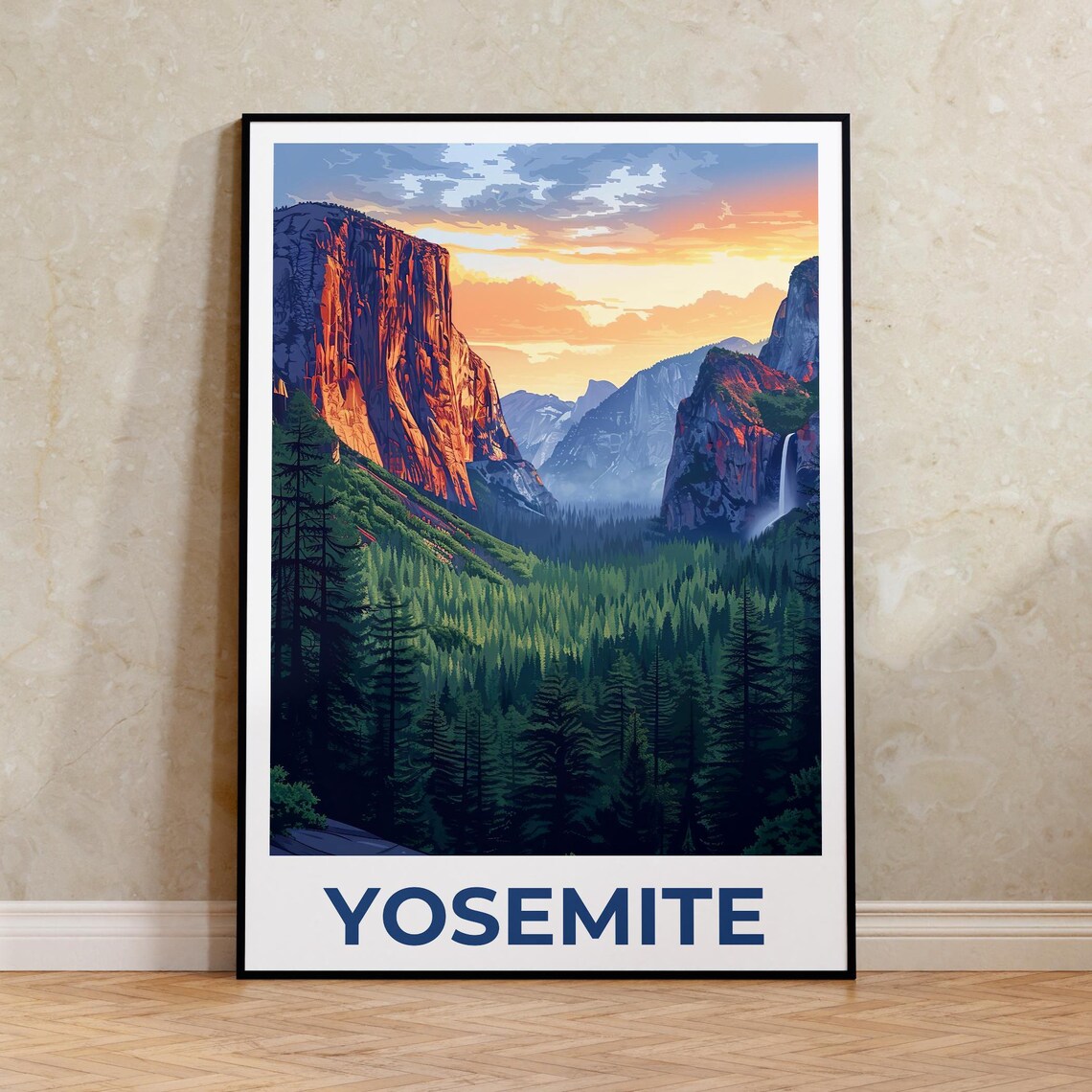 Yosemite National Park Waterfall Poster Print