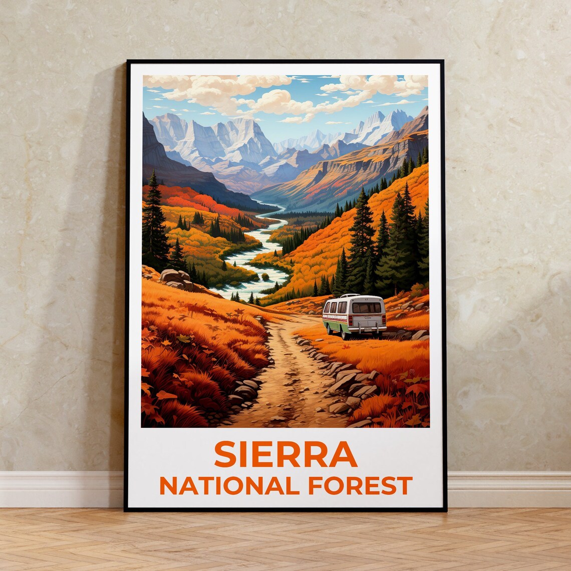Sierra National Forest Autumn Valley River Van Mountain View Poster