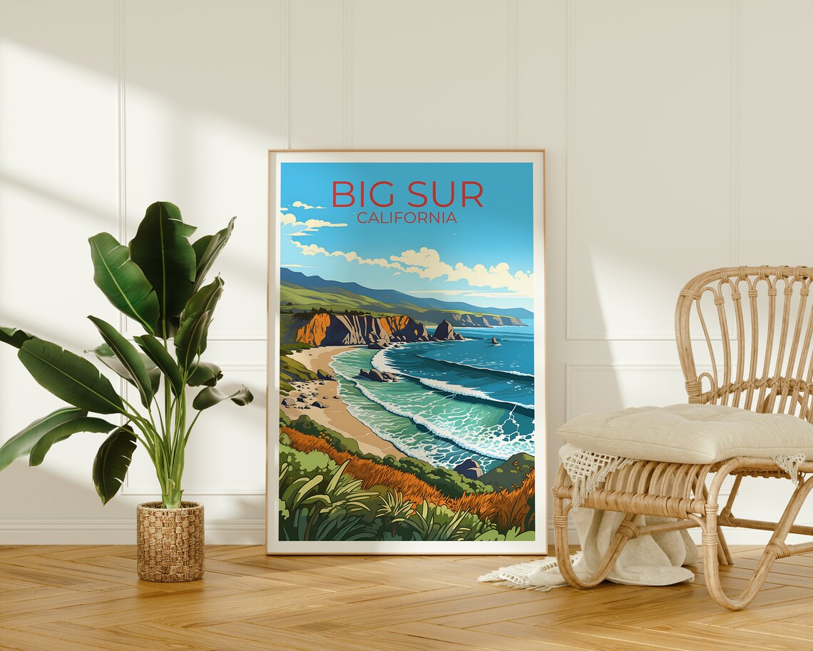 Big Sur California Rugged Coastal Cliffs Vintage Travel Poster - Image 2