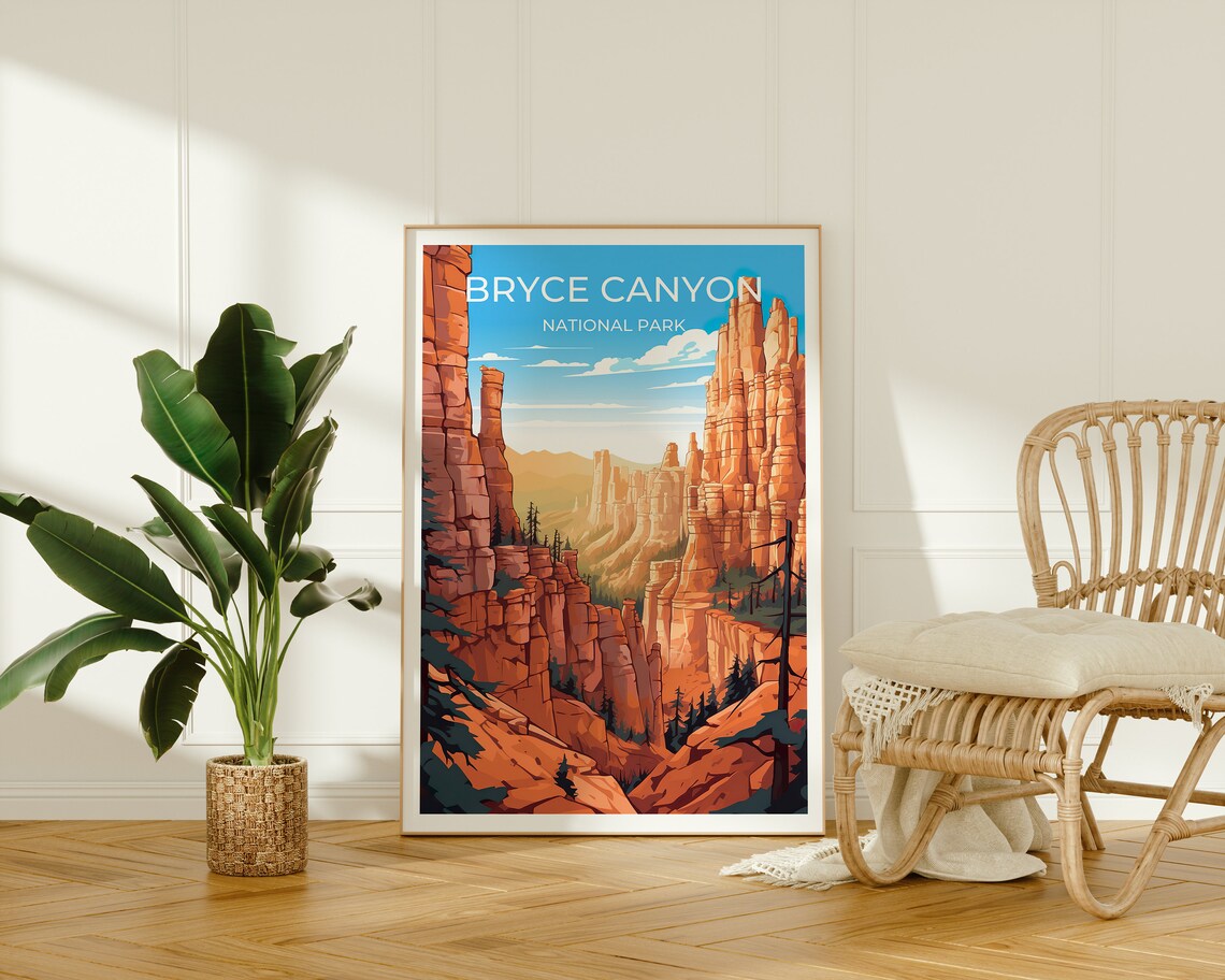Bryce Canyon Travel Poster, Utah Canyon Landscape - Image 2
