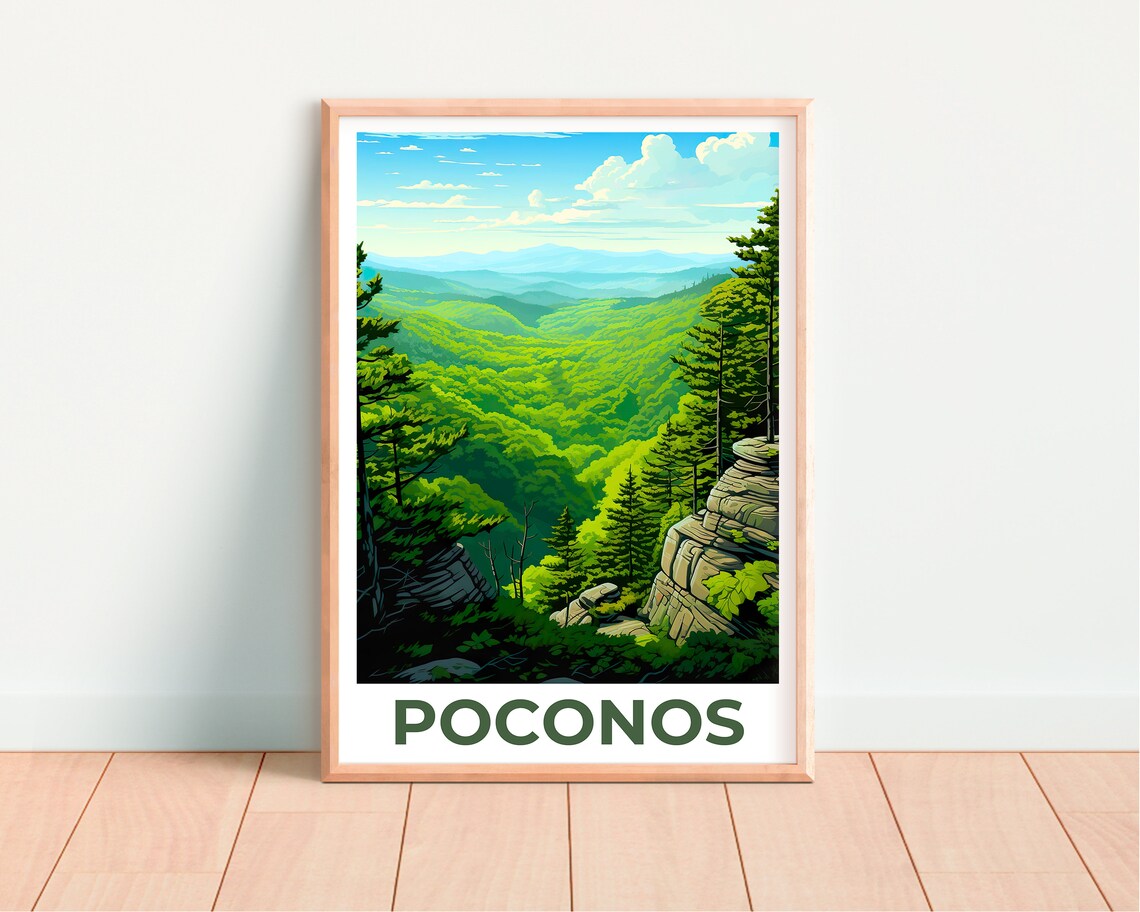 Poconos Travel Poster, Pennsylvania Landscape Art Print - Image 4