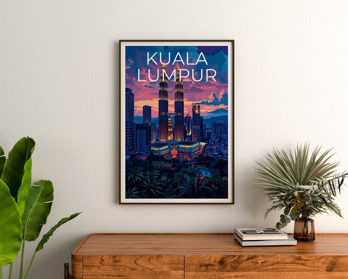 Kuala Lumpur Malaysia Petronas Towers Night Skyline City Poster - Image 3