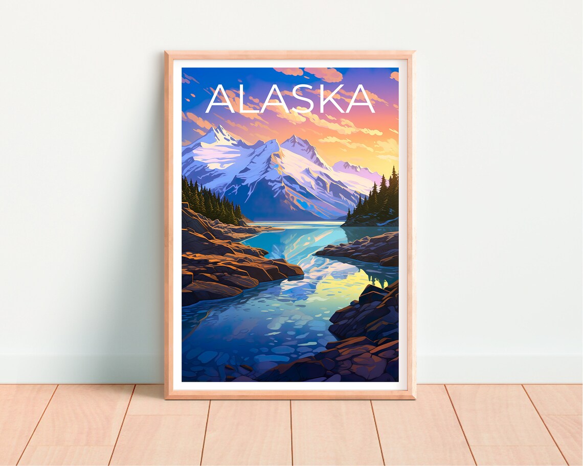Alaska Travel Poster, Mountain Landscape Print - Image 4