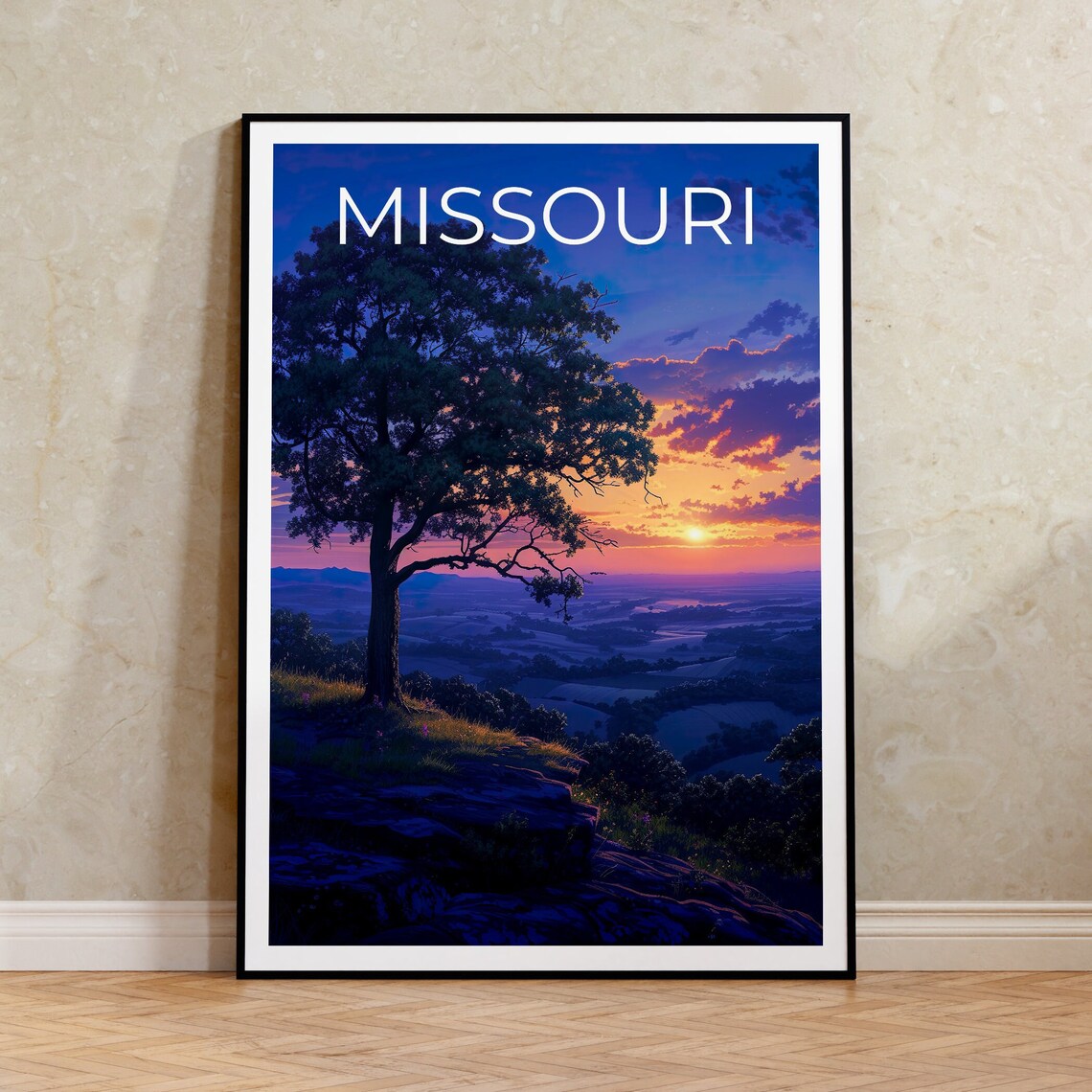 Missouri Travel Poster, Nature Landscape Art Print