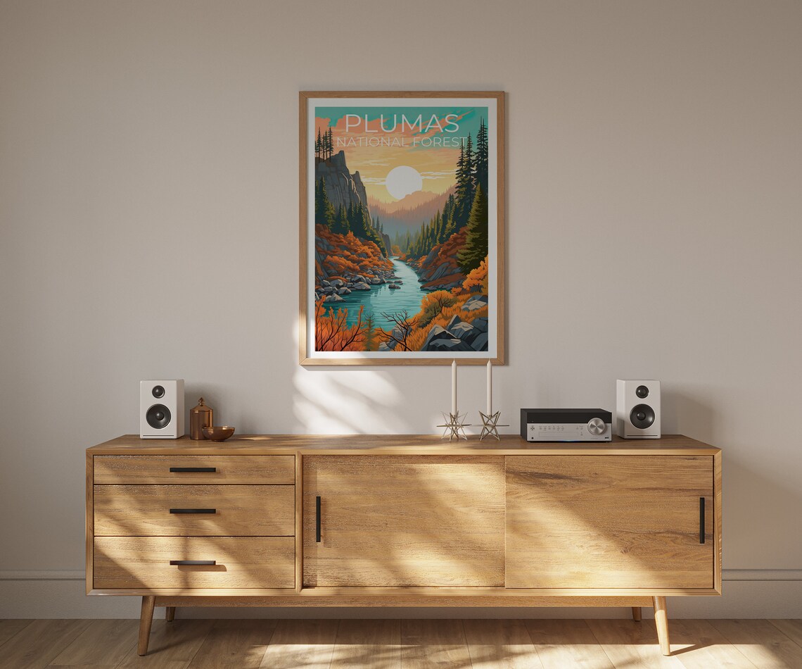 Plumas National Forest Autumn River Canyon Sunset Golden Valley Poster - Image 2