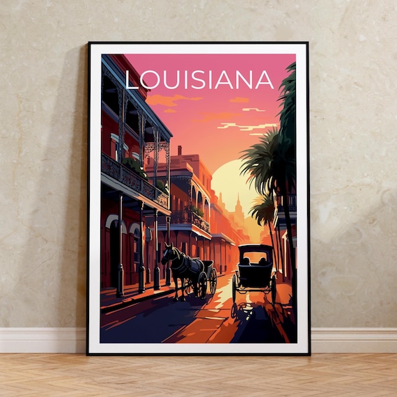 Louisiana French Quarter Horse Carriage Street Sunset Poster