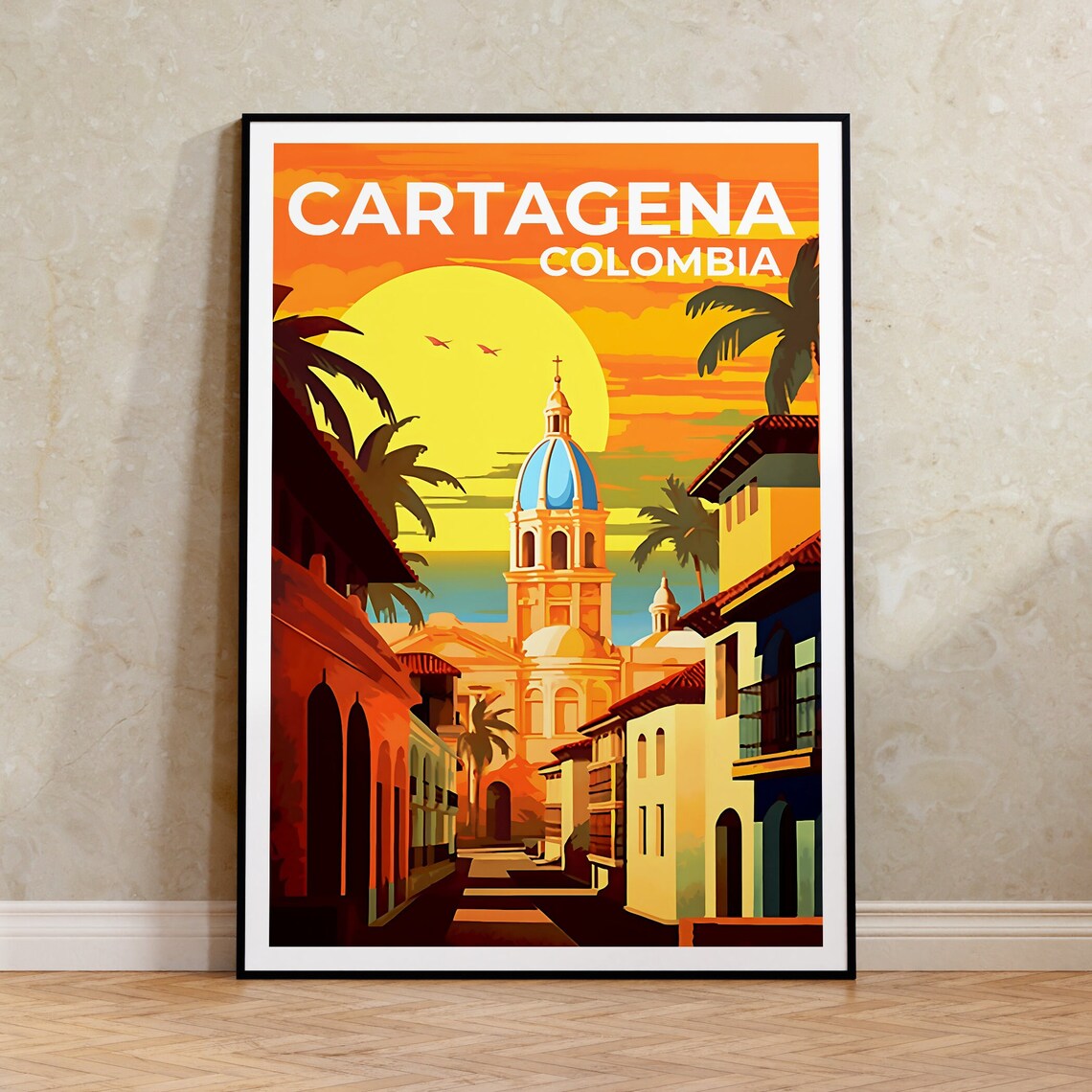 Cartagena Travel Poster, Colombia City Art Print