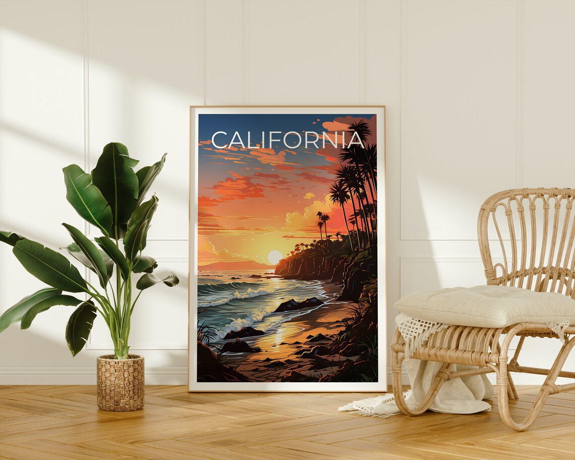California Travel Poster, Beach Coast Nature Art Print - Image 2