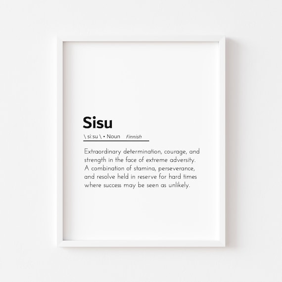 Sisu Finnish Definition Poster Minimalist Dictionary Quote Gift Decor