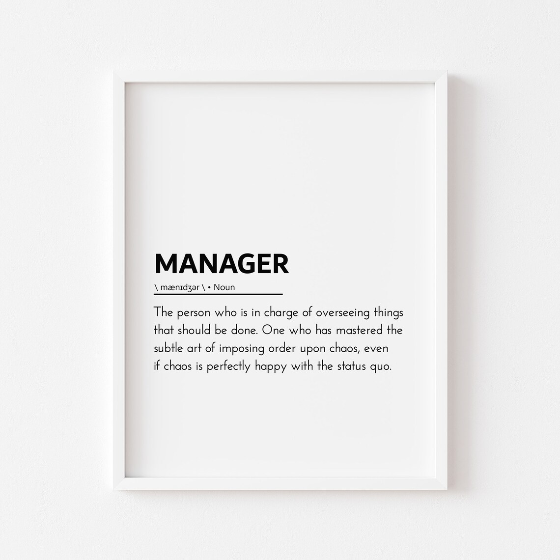 Manager Definition Gift Ideas, Office Gifts Poster