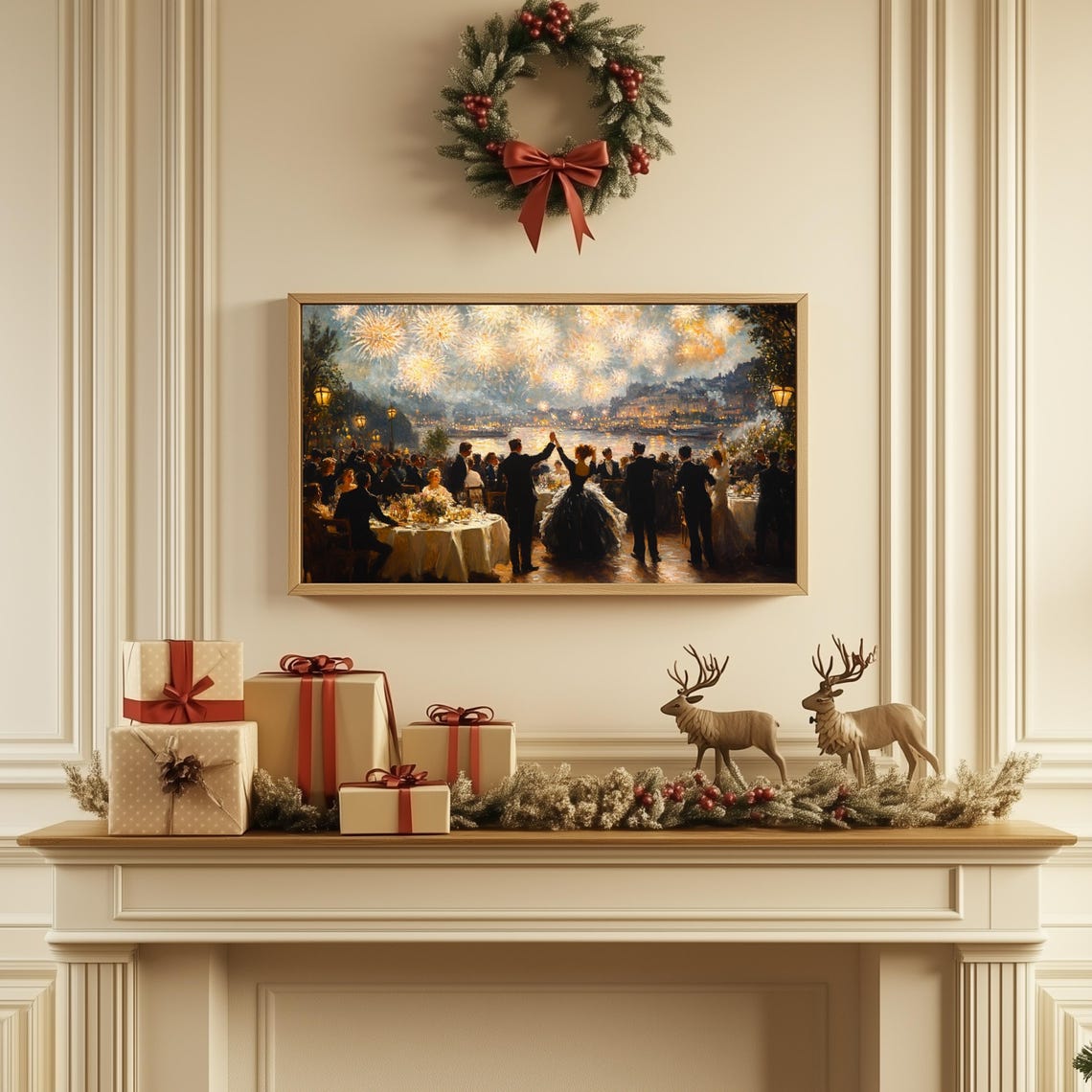 New Year Party Tv Art New Year Frame Tv Art Fireworks Tv Art Frame New Year Holiday Decor Vintage New Years Eve Art Tv - Image 2