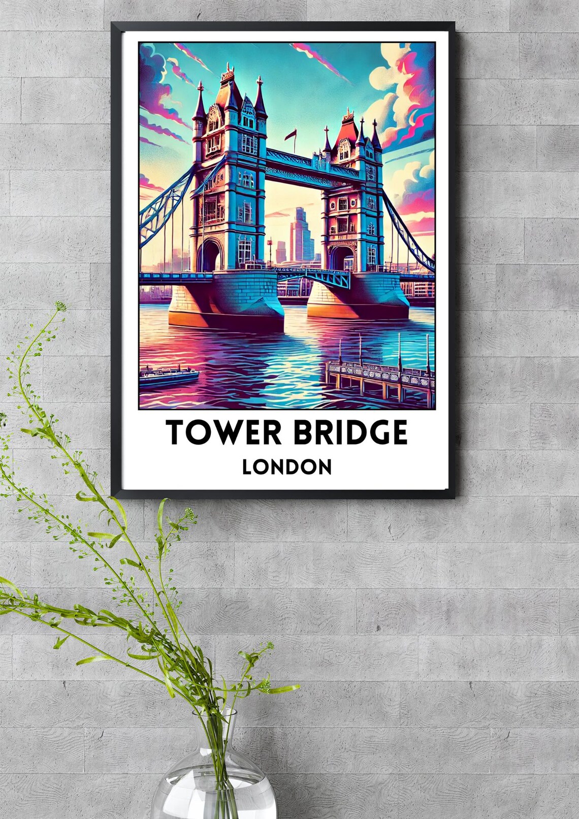 London Tower Bridge Art Poster London Print England City Travel Wall Art Tower Bridge Home Decor Vibrant London Wall Art London Gift - Image 3