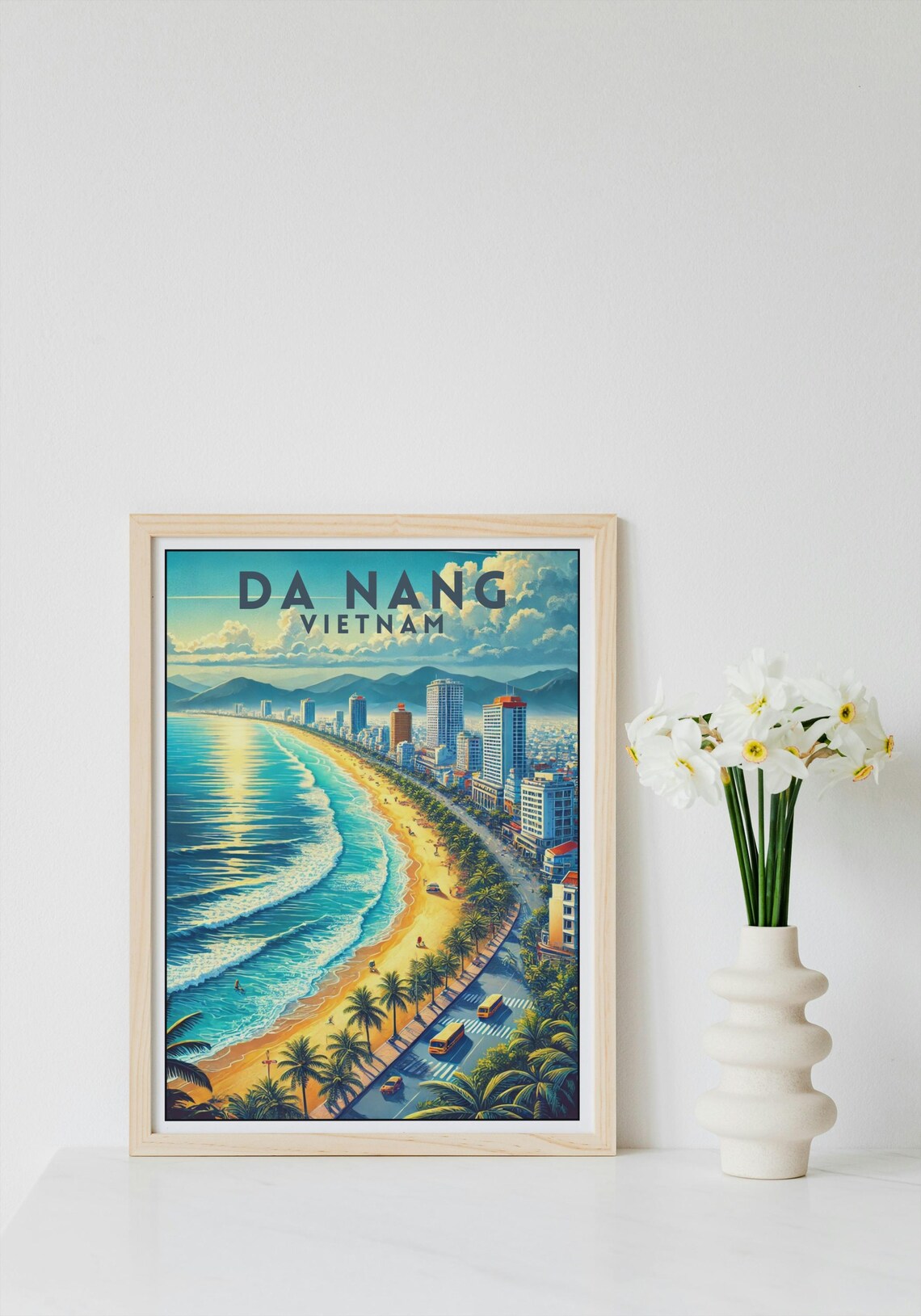 Da Nang Vietnam Golden Beach City Skyline Vintage Travel Poster - Image 4
