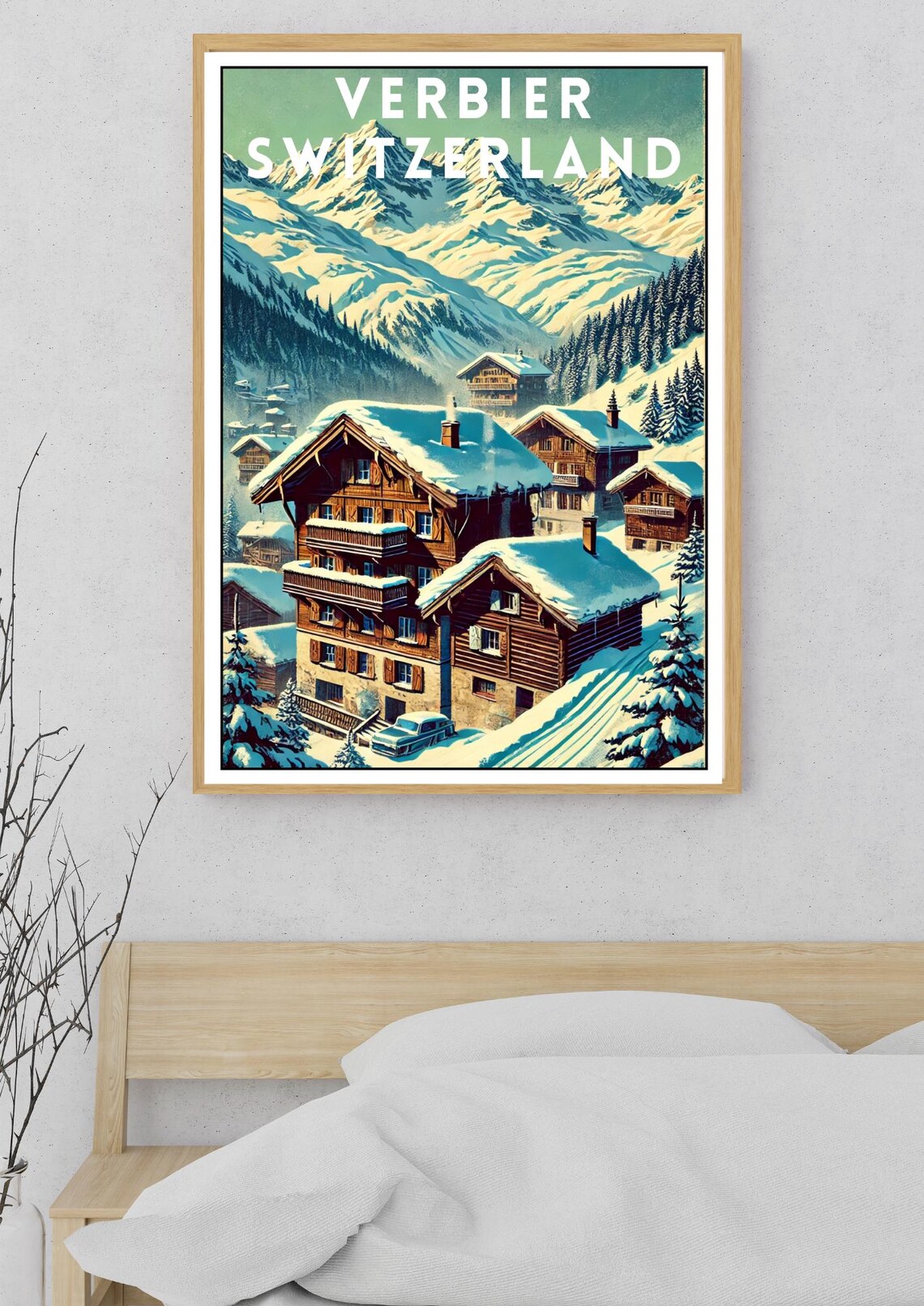 Verbier Switzerland Swiss Alps Ski Chalet Village Winter Poster - Image 5