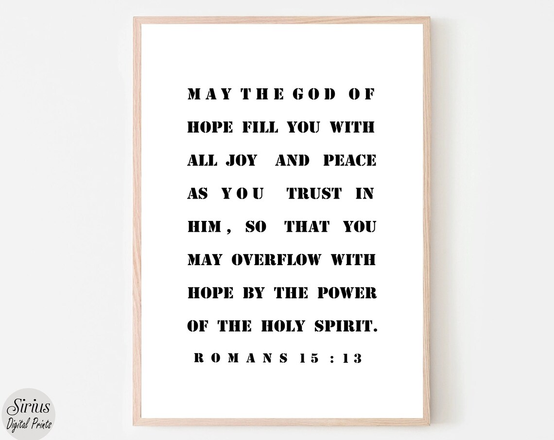 Bible Verse Romans 1513 Scripture Wall Art Modern Christian Gift Baptism Home Decor