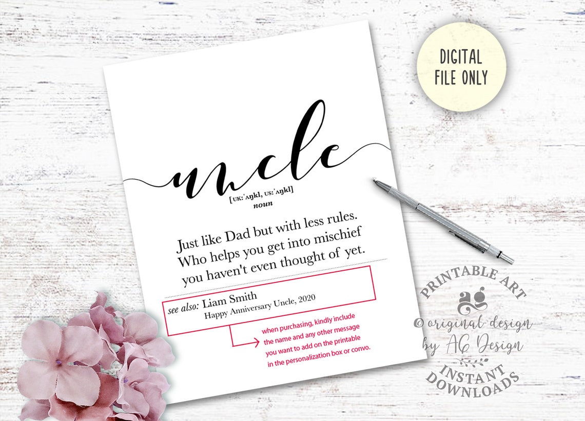 Uncle Definition Dictionary Style Funny Personalized Gift Poster - Image 3