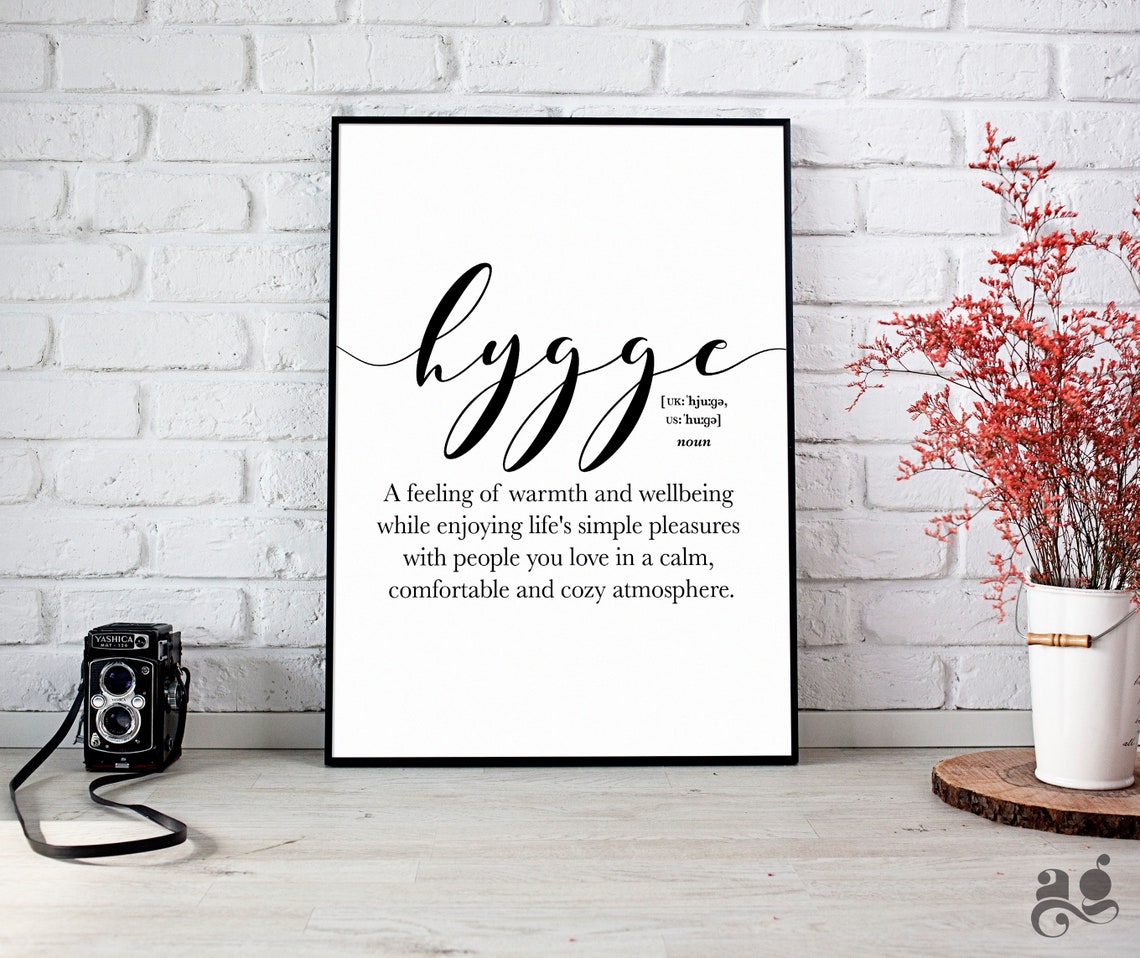 Hygge Definition Cozy Danish Living Script Typography Poster - Image 2