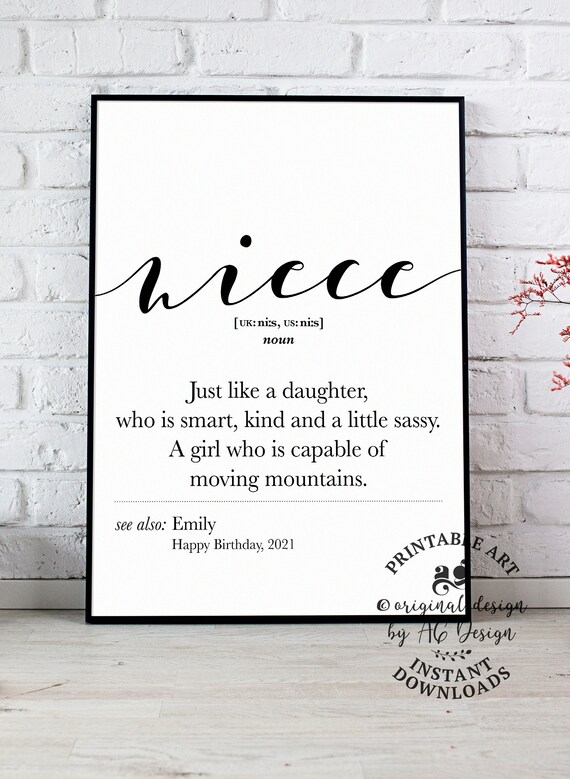 Personalized Gift For Niece 8x10 Niece Definition Prints Family Gallery Wall Art Funny Definition Birthday Gift For Niece