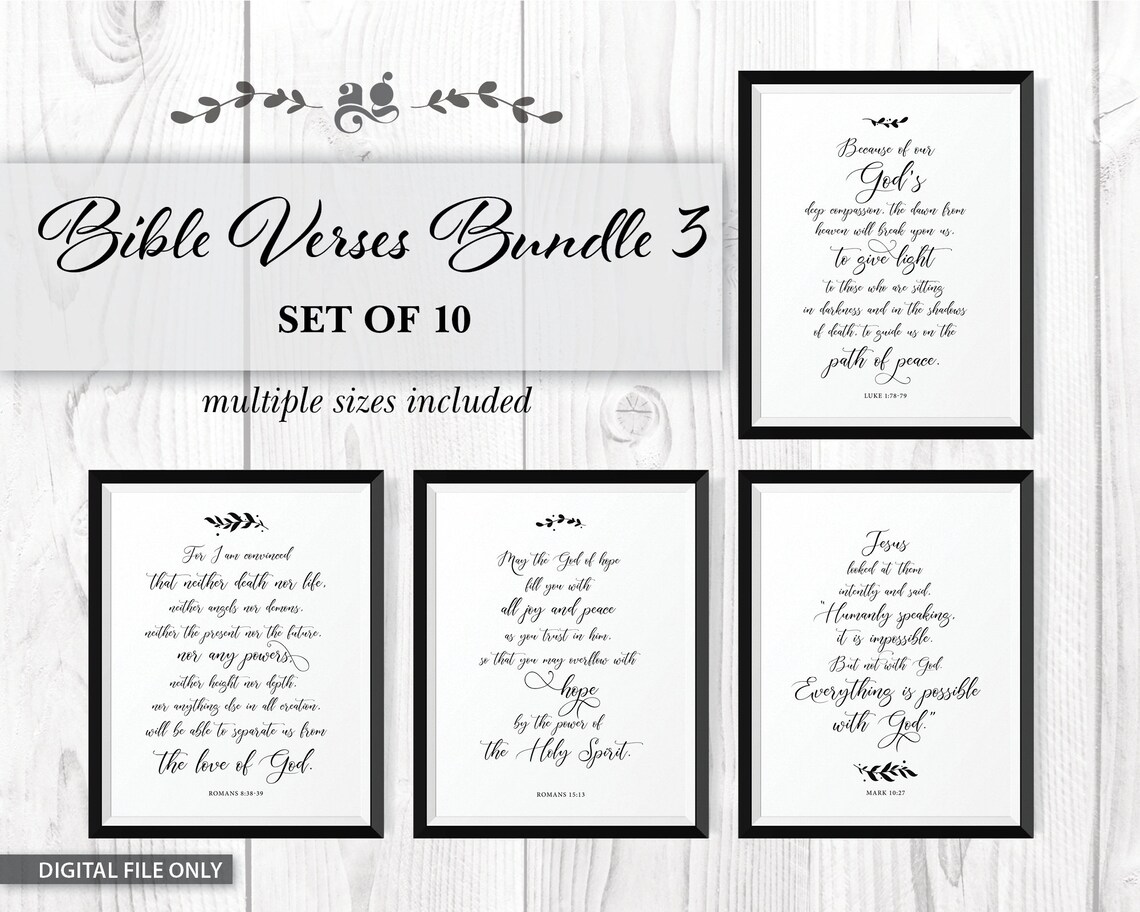 Bible Verse Wall Art Bundle 10 Prints Bible Verse Quotes Bible Signs Christian Scriptures Bible Motivational Typography Decor - Image 5