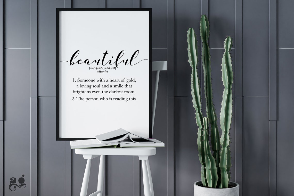 Beautiful Definition Dictionary Poster, Sweet Adjective Gift for Her Decor - Image 2