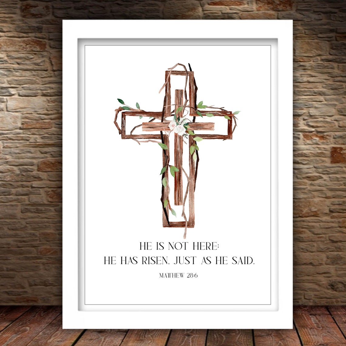 He Is Not Here He Has Risen Vine Cross Matthew 28 6 Easter Poster - Image 2