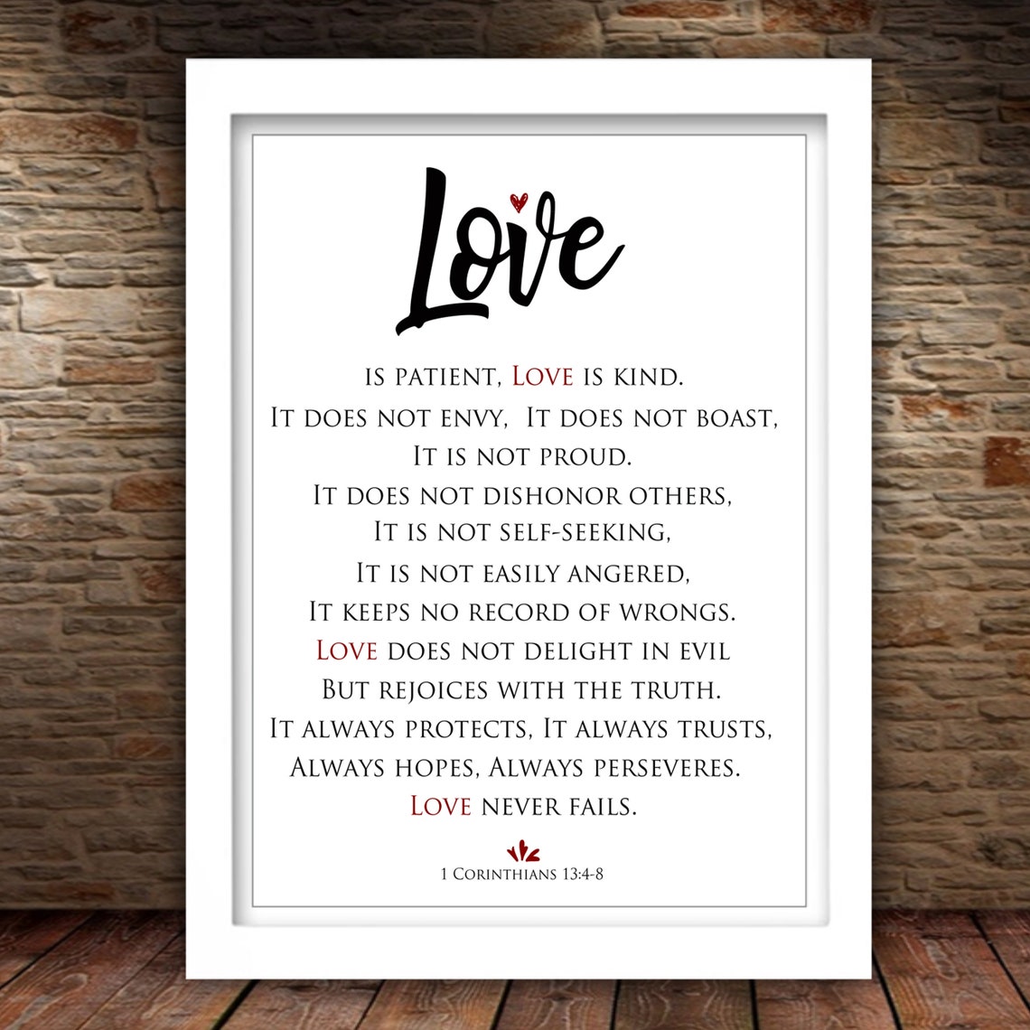 Love Is Patient Love Is Kind 1 Corinthians Scripture Wedding Poster - Image 2