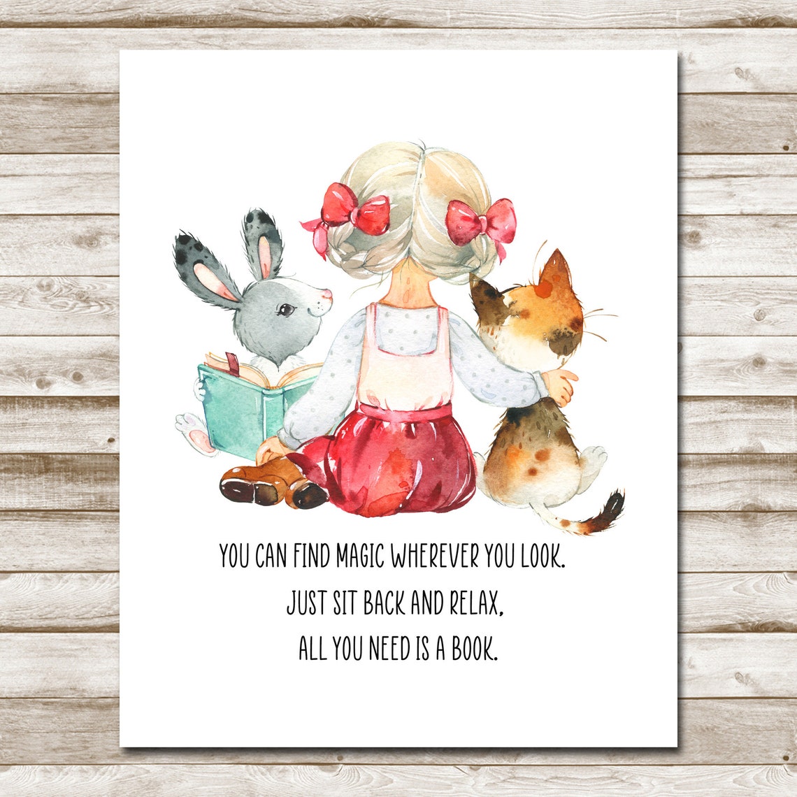 You Can Find Magic Wherever You Look Book Quote Reading Girl Poster - Image 9