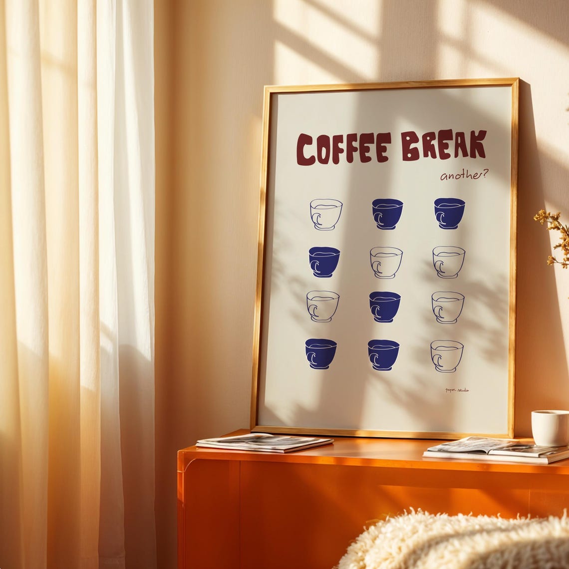 Coffee Break Another Question Mark Coffee Cups Grid Funny Poster