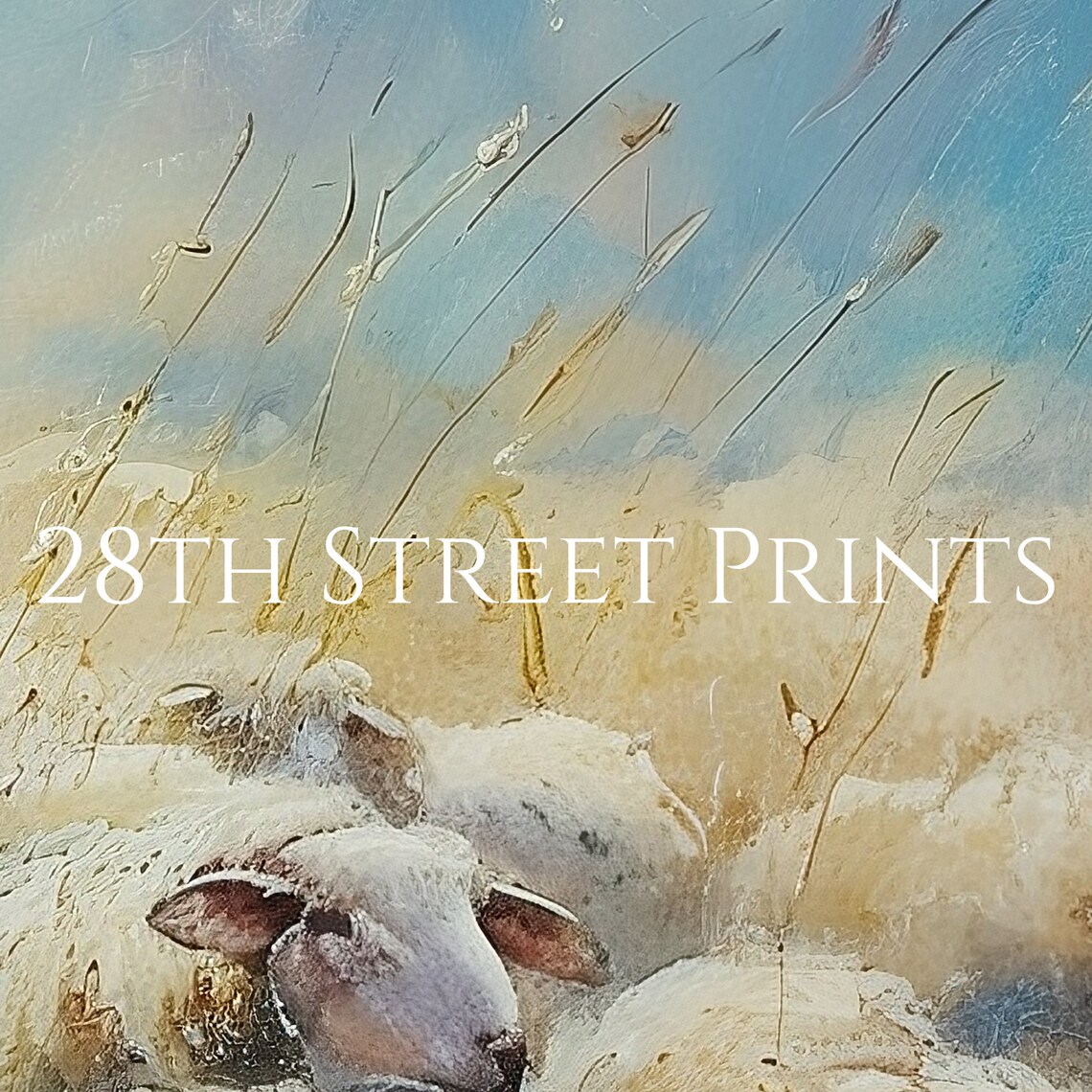 Jesus Good Shepherd Sheep Golden Field Christian Faith Oil Painting Poster - Image 2