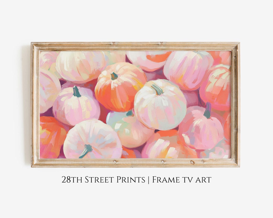 Pastel Colorful Pumpkins Frame Tv Art Pumpkins Art Fall Decor Cute Halloween Fall Frame Tv Fall Art Frame Tv Art