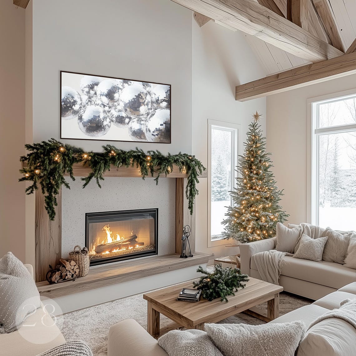 Frame Tv Art White Disco Balls New Years Eve Party Christmas Tv Art Tv Wallpaper Holiday Winter Farmhouse Tv Art 4k - Image 3