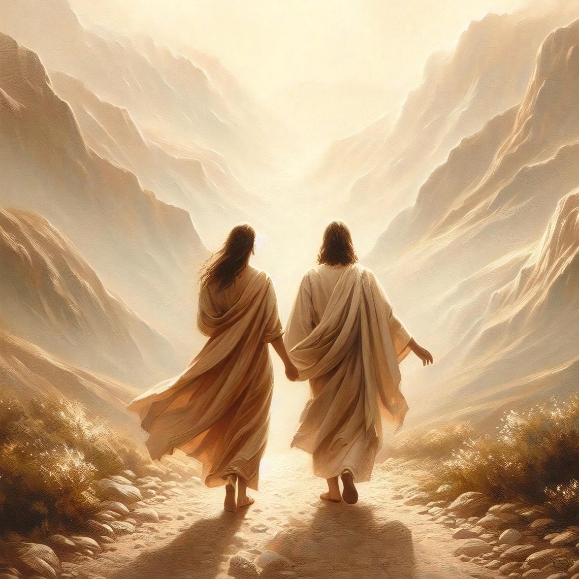 Test Of Love Christian Painting, Jesus And Girl