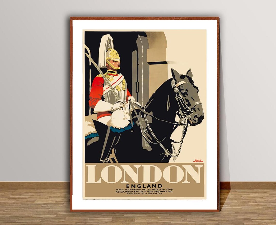 London England Mounted Horse Guard Uniform Vintage Travel Poster - Image 2