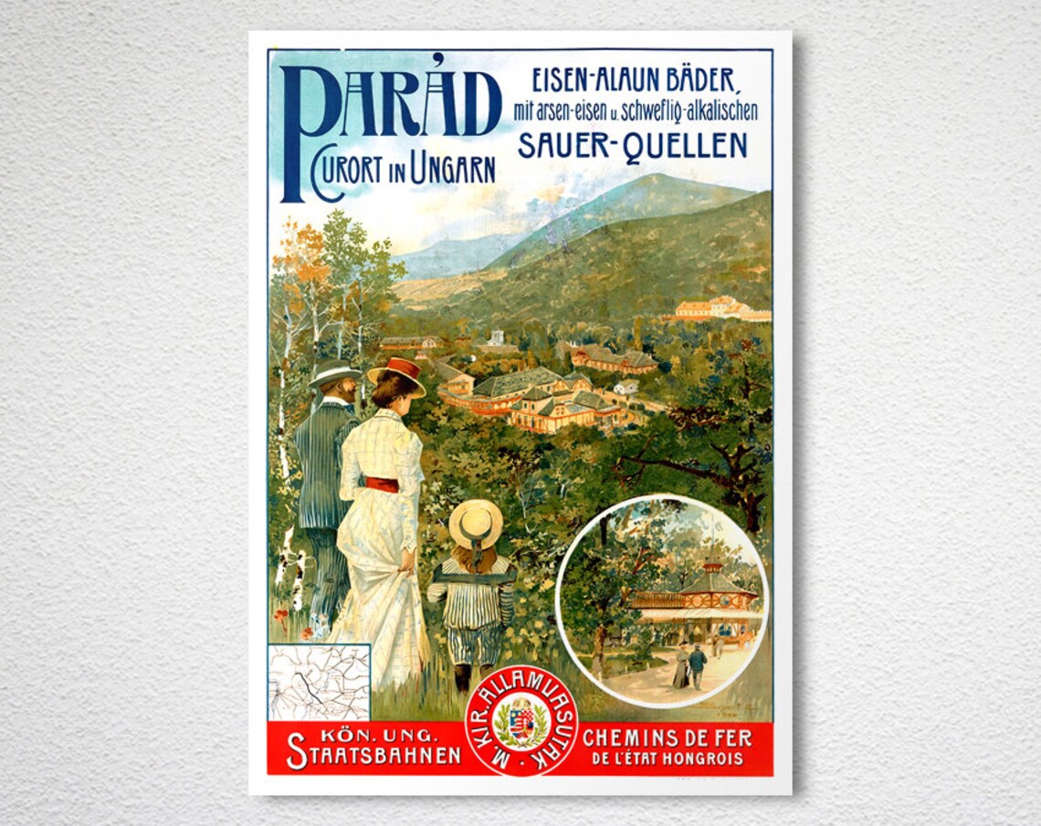 Parad Curort in Ungarn Vintage Hungarian Spa Poster Eisen Alaun Bader - Image 2