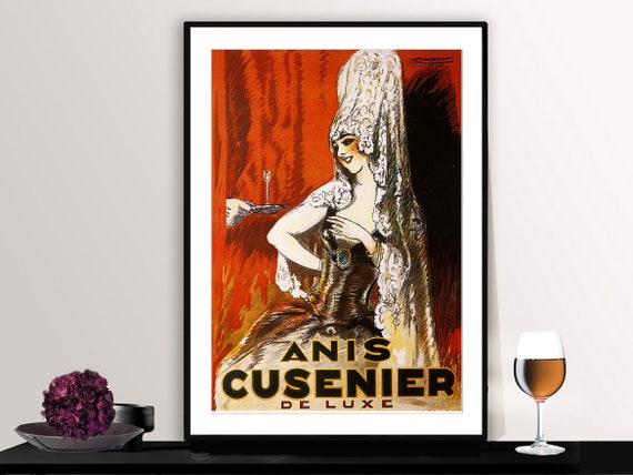 Anis Cusenier De Luxe Liqueur Vintage Fooddrink Poster Poster Paper Or Print Gift Idea Wall Decor