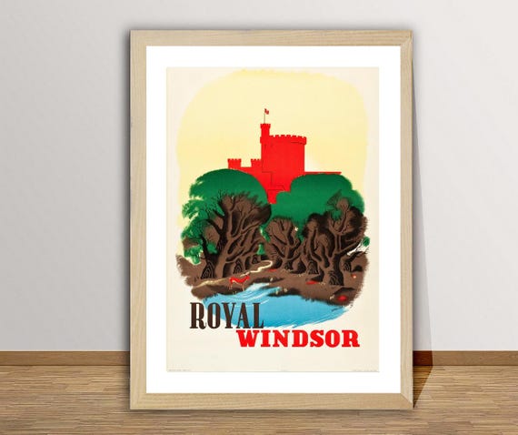 Royal Windsor United Kingdom Vintage Travel Poster Travel Memories Poster Gift Idea Wall Decor