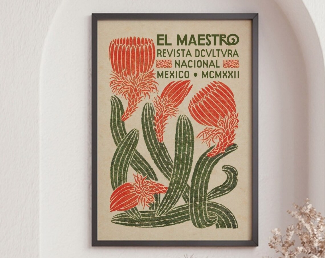 Mexican Exhibition Cactus Travel Poster, Vintage Wall Art - Image 6