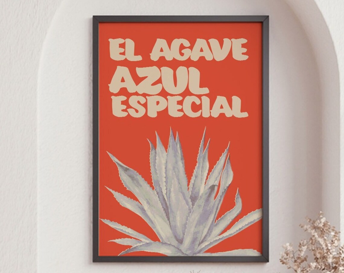 Retro Agave Print, Vintage Mexican Floral Decor