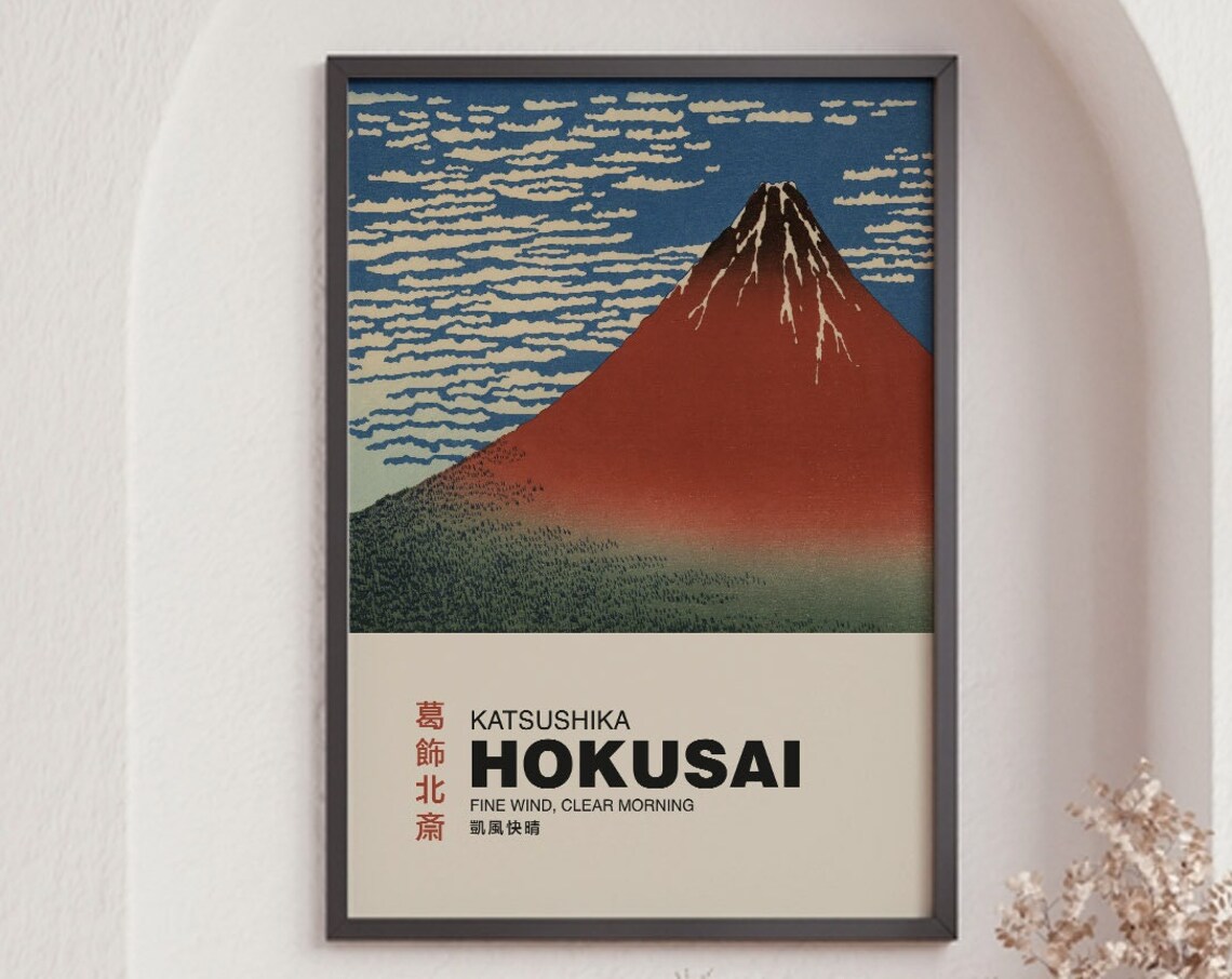 Japanese Red Fuji Vintage Art Poster Print