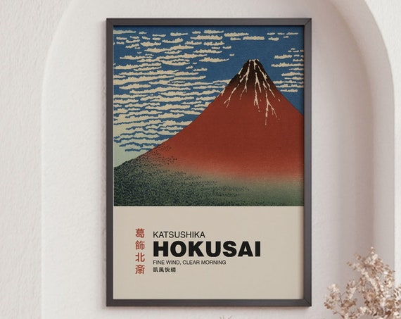 Japanese Red Fuji Vintage Art Poster Print