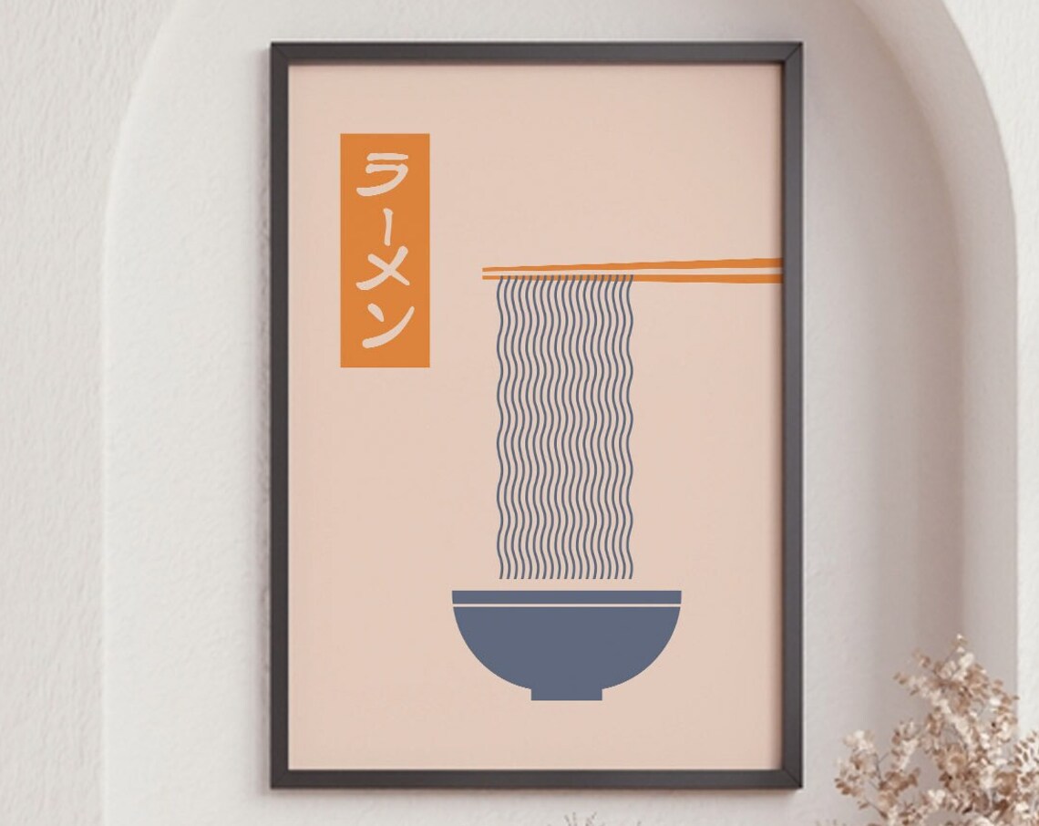 Ramen Noodle Art Print, Japanese Kitchen Wall Art