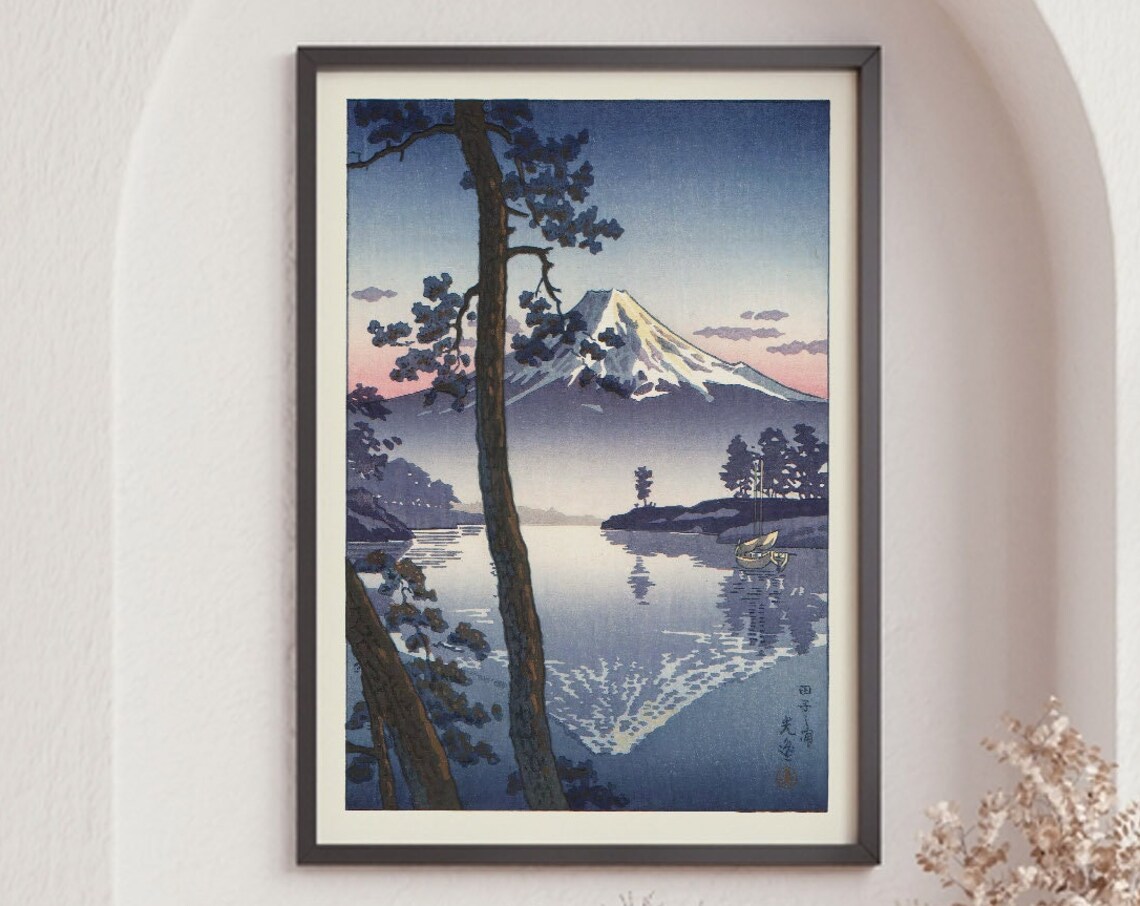 Fuji From Tago Bay Vintage Japanese Travel Poster