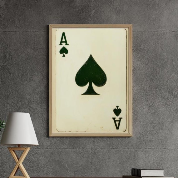 Green Ace Card Poster Trendy Retro Wall Art Set Of 3 Lucky You Print Funny Decor